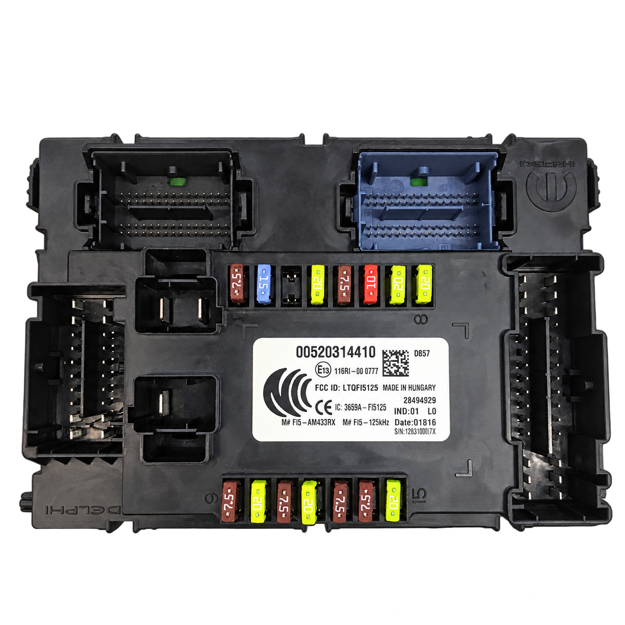 Fiat 500 Delphi BCM module-family reference photograph