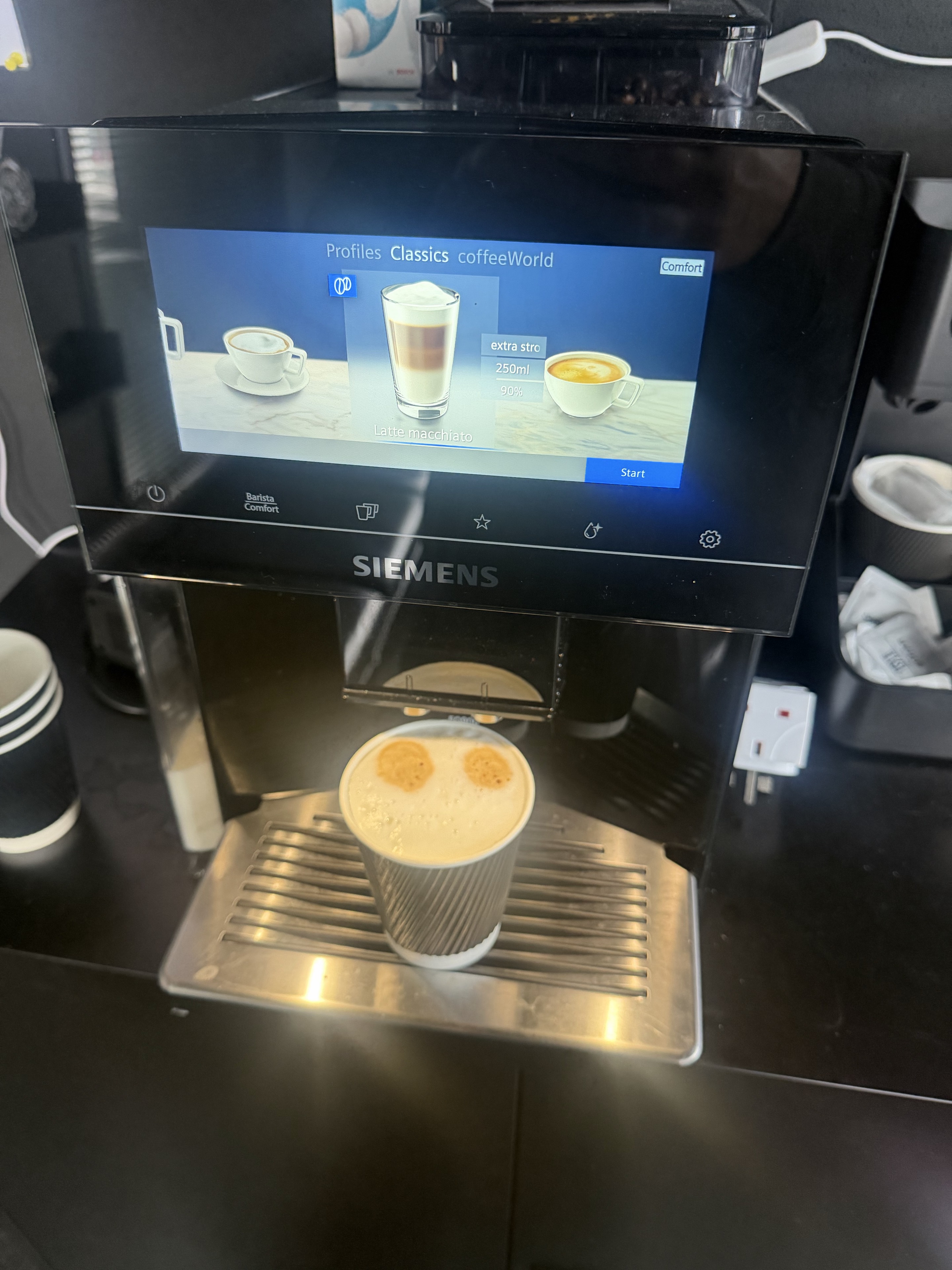 Coffee machine available for customers while vehicles are being worked on