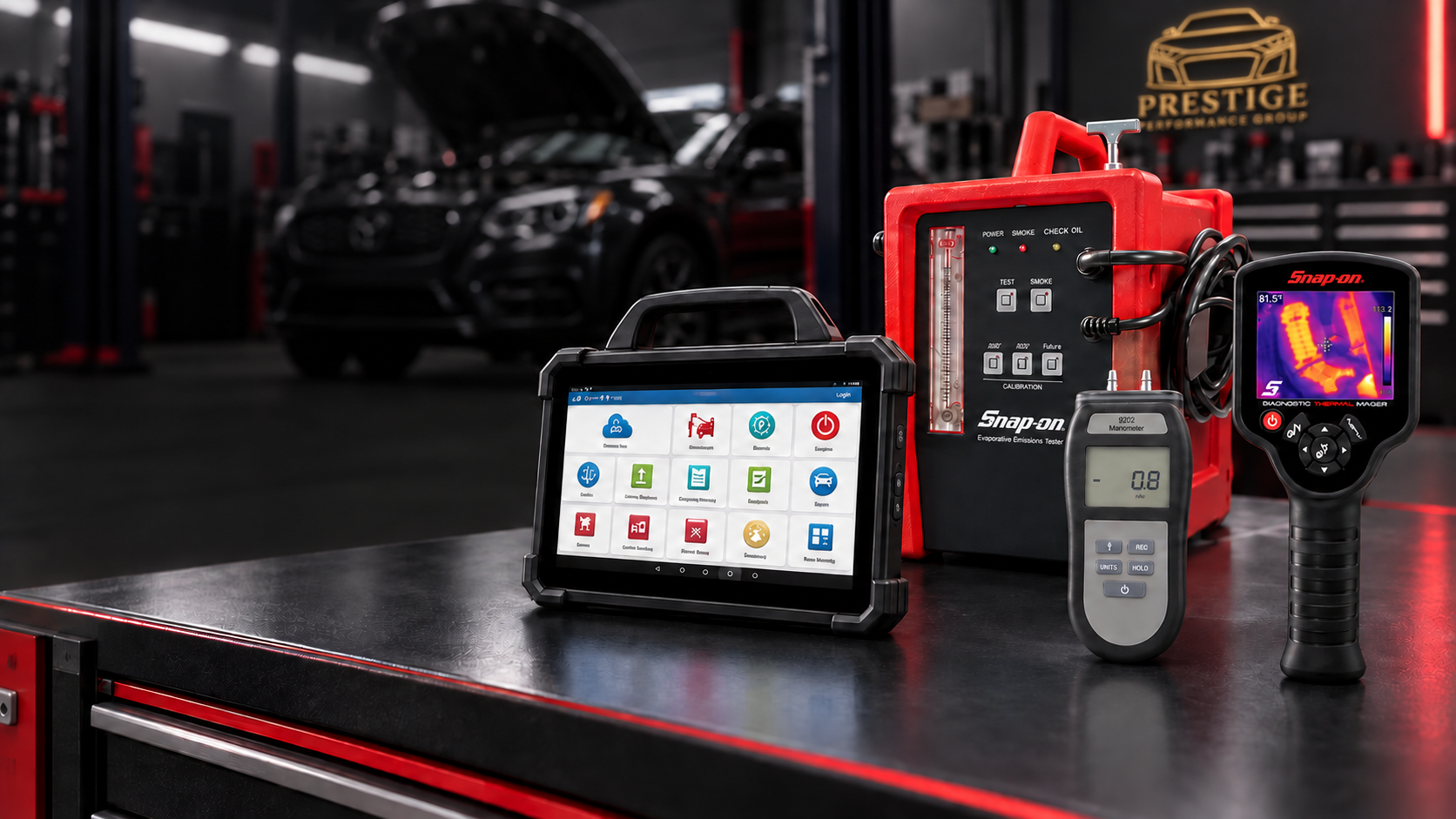 Diagnostics and emissions assessment equipment at Prestige Performance Group